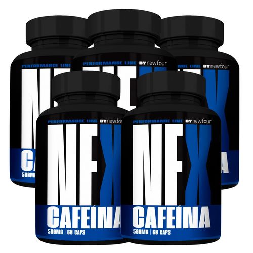 CAFEÍNA KIT COM 5 POTES COM TOTAL DE 300 CAPSULAS