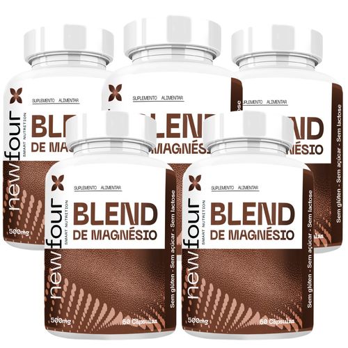 BLEND DE MAGNÉSIO KIT COM 5 POTES COM TOTAL DE 300 CAPSULAS