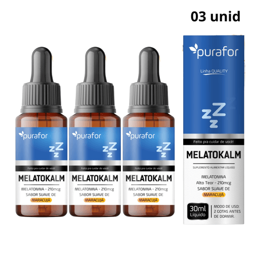 KIT 3 Melatokalm Suplemento Líquido com Melatonina 210mcg - Rápida Absorção e Sabor Maracujá