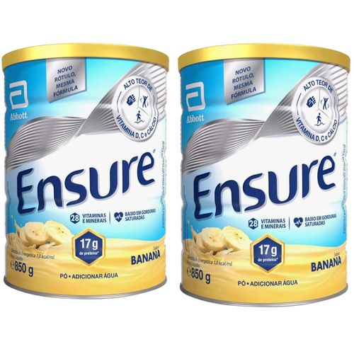 KIT de 2 Ensure Banana 850g suplemento idoso e senior Abbott KIT de 2 Ensure Banana 850g suplemento idoso e senior Abbott