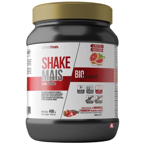 BIOFORMA SHAKE MAIS COM CHIA + VITAMINAS + MINERAIS MORANGO 400G - CLINICMAIS