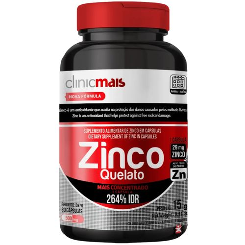 ZINCO QUELATO MAIS SUPER CONCENTRADO 1 AO DIA 264% DA IDR - CLINICMAIS ZINCO QUELATO MAIS SUPER CONCENTRADO 1 AO DIA 264% DA IDR - CLINICMAIS
