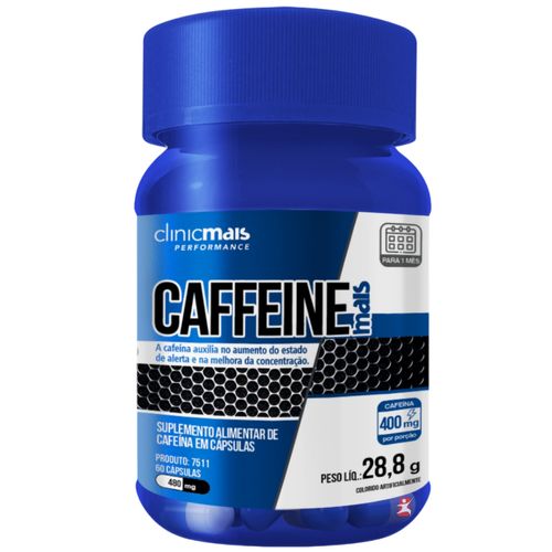 CAFFEINE MAIS CAFEINA 400MG POR PORÇÃO 60 CAPSULAS - CLINICMAIS