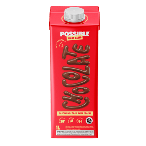 Leite Vegetal de Castanha de Caju Chocolate Orgânico Possible 1L Leite Vegetal de Castanha de Caju Chocolate Orgânico Possible 1L