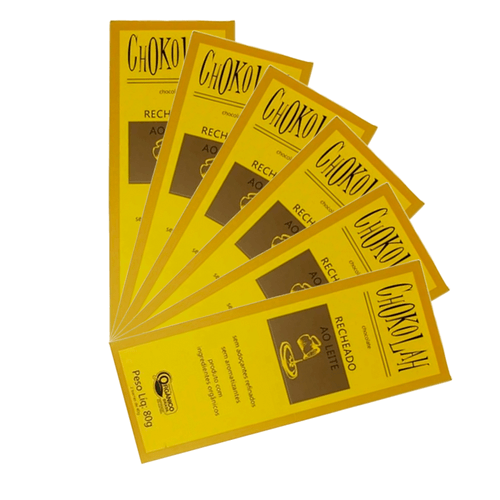 Kit 6X: Chocolate ao Leite 40% Cacau Recheado Orgânico CHoKolaH 80g