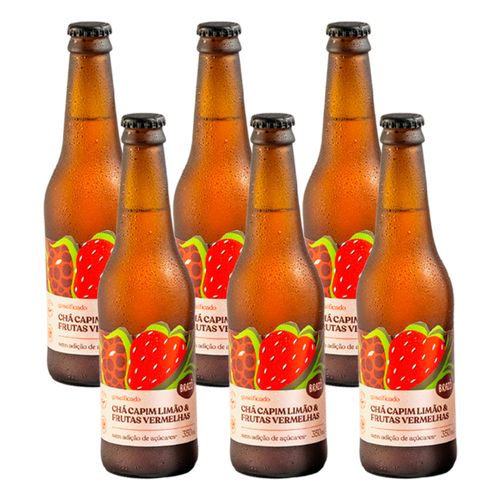 Kit 6X: Chá de Capim Limão com Frutas Vermelhas Gaseificado Brazô 350ml Kit 6X: Chá de Capim Limão com Frutas Vermelhas Gaseificado Brazô 350ml