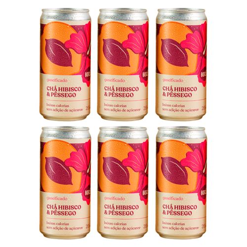 Kit 6X: Chá de Hibisco com Pêssego Gaseificado Brazô 269ml