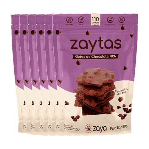 Kit 6X: Biscoito Zaytas Gotas de Chocolate Sem Glúten Zaya 80g Kit 6X: Biscoito Zaytas Gotas de Chocolate Sem Glúten Zaya 80g