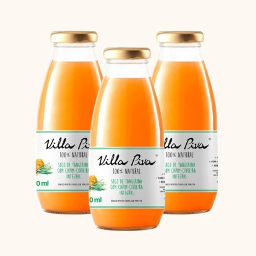 Kit 3X: Suco de Tangerina com Capim Cidreira Sem Açúcar Villa Piva 300ml