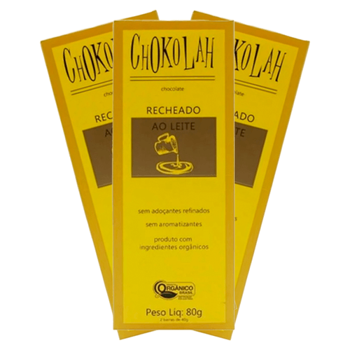 Kit 3X: Chocolate ao Leite 40% Cacau Recheado Orgânico CHoKolaH 80g Kit 3X: Chocolate ao Leite 40% Cacau Recheado Orgânico CHoKolaH 80g