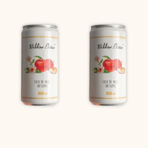 Kit 2X: Suco de Maçã Integral Sem Açúcar Lata Villa Piva 269ml
