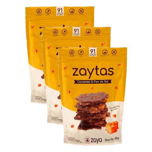 Kit 3X: Biscoito Zaytas Caramelo Sem Glúten Zaya 80g Kit 3X: Biscoito Zaytas Caramelo Sem Glúten Zaya 80g