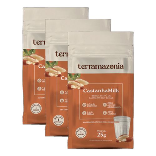 Kit 3X: Bebida Vegetal de Castanha do Pará em Pó Castanha Milk Sachê Terramazônia 25g Kit 3X: Bebida Vegetal de Castanha do Pará em Pó Castanha Milk Sachê Terramazônia 25g