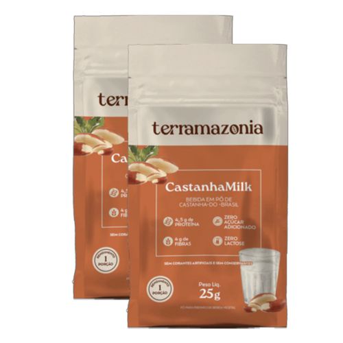 Kit 2X: Bebida Vegetal de Castanha do Pará em Pó Castanha Milk Sachê Terramazônia 25g