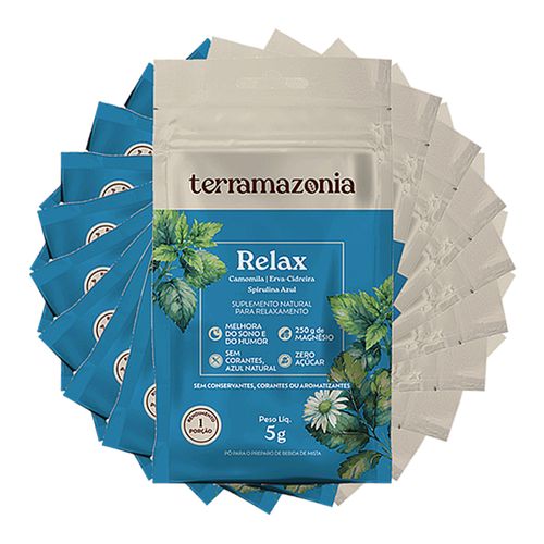 Relax Camomila, Erva Cidreira e Spirulina Azul 5g Terramazonia 10 Sachês Relax Camomila, Erva Cidreira e Spirulina Azul 5g Terramazonia 10 Sachês