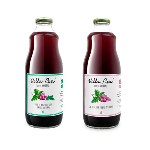 Kit 2 Sucos Integrais Villa Piva: Uva, Uva com Hortelã