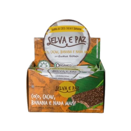 Barra de Frutas Coco, Cacau e Banana Orgânica 30g Selva e Paz 12 Unidades Barra de Frutas Coco, Cacau e Banana Orgânica 30g Selva e Paz 12 Unidades