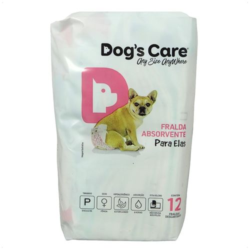 FRALDA HIGIÊNICA DESCARTÁVEL DOGS CARE P 12 UN PARA CÃES FÊMEAS
