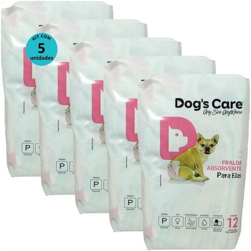 FRALDA HIGIÊNICA DESCARTÁVEL DOGS CARE P 12 UN PARA CÃES FÊMEAS KIT COM 5 FRALDA HIGIÊNICA DESCARTÁVEL DOGS CARE P 12 UN PARA CÃES FÊMEAS KIT COM 5