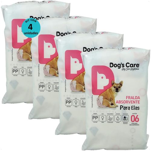 FRALDA HIGIÊNICA DESCARTÁVEL DOGS CARE PP 6 UN PARA CÃES FÊMEAS KIT COM 4 FRALDA HIGIÊNICA DESCARTÁVEL DOGS CARE PP 6 UN PARA CÃES FÊMEAS KIT COM 4