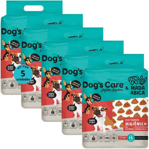 TAPETE HIGIÊNICO DOGS CARE FAMÍLIA MADA E BICA 15 UN 90X60 CM KIT COM 5