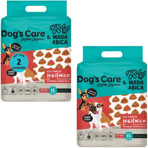 TAPETE HIGIÊNICO DOGS CARE FAMÍLIA MADA E BICA 15 UN 90X60 CM KIT COM 2