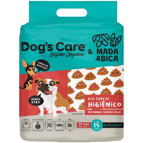 TAPETE HIGIÊNICO DOGS CARE FAMÍLIA MADA E BICA 15 UN 90X60 CM