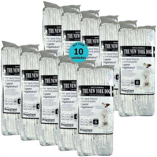TAPETE HIGIÊNICO THE NEW YORK DOGS TAMANHO G 30 UN 82X60 CM KIT COM 10