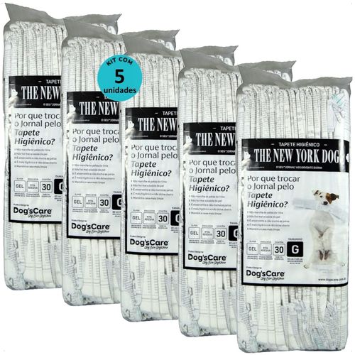 TAPETE HIGIÊNICO THE NEW YORK DOGS TAMANHO G 30 UN 82X60 CM KIT COM 5