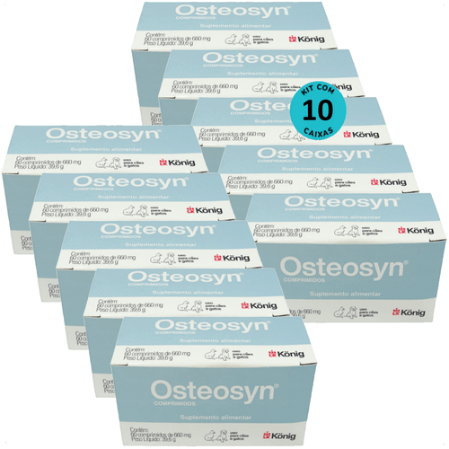 OSTEOSYN 660MG VITAMINAS CÃES E GATOS 60 COMPRIMIDOS KONIG KIT COM 10