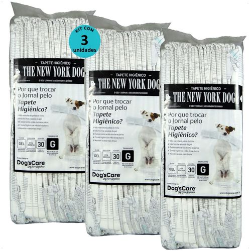 TAPETE HIGIÊNICO THE NEW YORK DOGS TAMANHO G 30 UN 82X60 CM KIT COM 3 TAPETE HIGIÊNICO THE NEW YORK DOGS TAMANHO G 30 UN 82X60 CM KIT COM 3