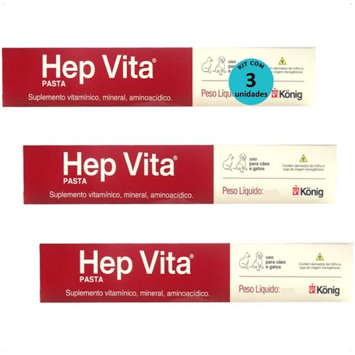 SUPLEMENTO ALIMENTAR PARA CÃES E GATOS HEP VITA 15G KONIG KIT COM 3 SUPLEMENTO ALIMENTAR PARA CÃES E GATOS HEP VITA 15G KONIG KIT COM 3