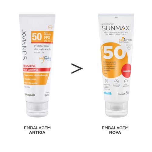 Protetor Solar Facial Sunmax FPS 50 Sensitive 60ml - Drogarias Pacheco