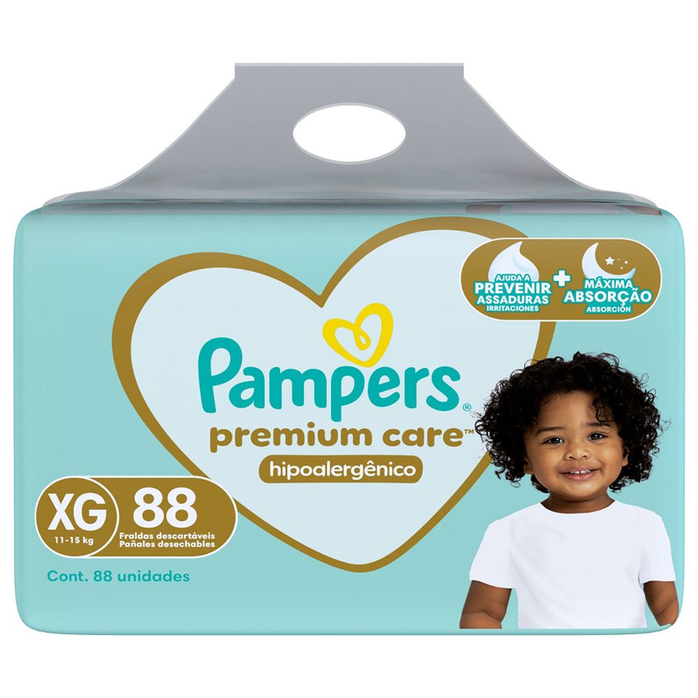 Fralda Pampers Premium Care Tamanho XG 88 Unidades - Drogarias Pacheco