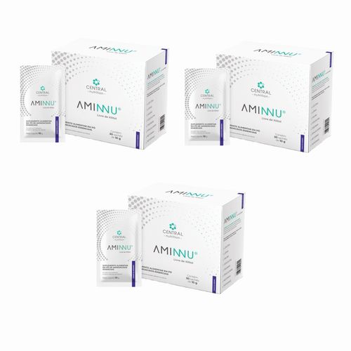 3x Aminnu Sem Xilitol Blueberry-30 Sachês- Central Nutrition Blueberry