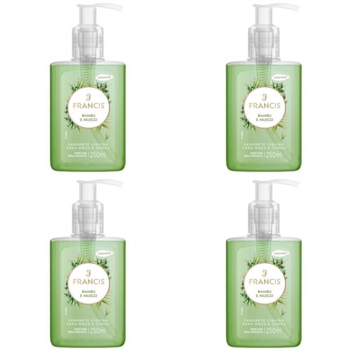 Kit c/4 Unidades de Sabonete Líquido Francis Pump 250ml Verde Kit c/4 Unidades de Sabonete Líquido Francis Pump 250ml Verde