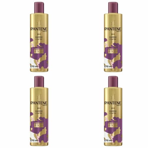 Kit c/4 Unidades de Shampoo Pantene Unidas Pelos Cachos 270ml