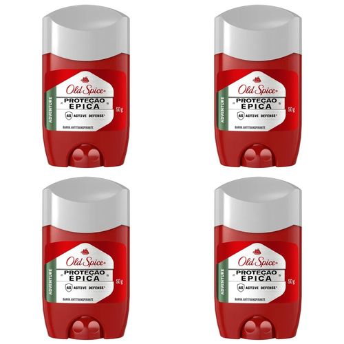 Kit c/4 Unidades de Desodorante Stick Barra Old Spice 50g Proteção Épica Kit c/4 Unidades de Desodorante Stick Barra Old Spice 50g Proteção Épica