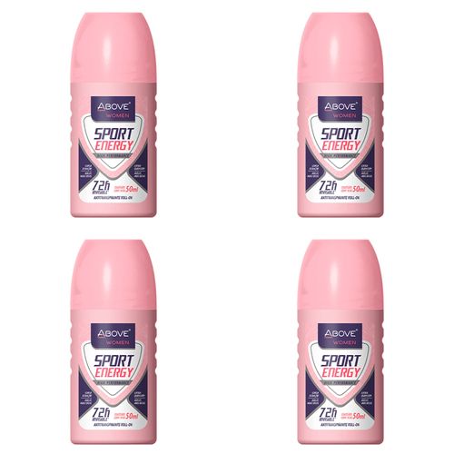 Kit c/4 Unidades de Desodorante Above Rollon Energy Women Sport 50ml Kit c/4 Unidades de Desodorante Above Rollon Energy Women Sport 50ml