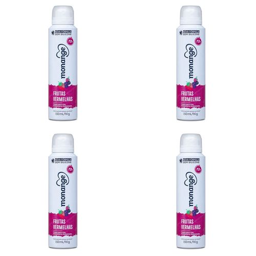 Kit c/4 Unidades de Desodorante Aero Monange 90g Frutas Vermelhas