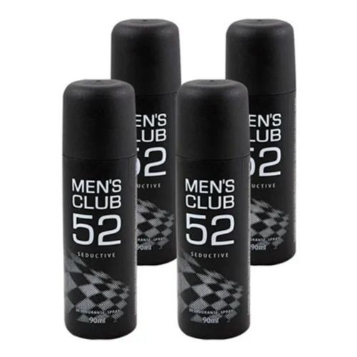 Kit c/4 Unidades de Desodorante Spray Mens Club 52 90ml Seductive