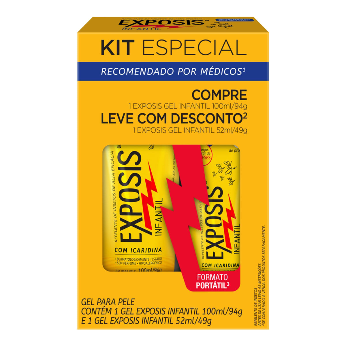 Kit Exposis Infantil Repelente com Icaridina Gel 100ml + 52ml