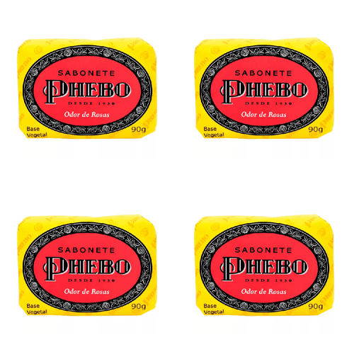 Kit c/4 Sabonetes Phebo Odor De Rosas 90g Kit c/4 Sabonetes Phebo Odor De Rosas 90g