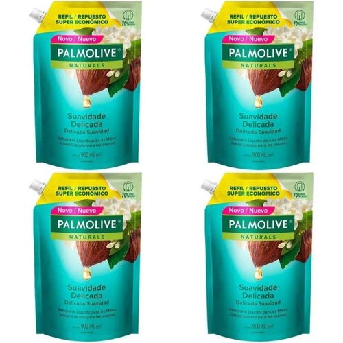 Kit c/4 Sabonetes Líquido Palmolive Jasmim e Cacau 900ml Refil