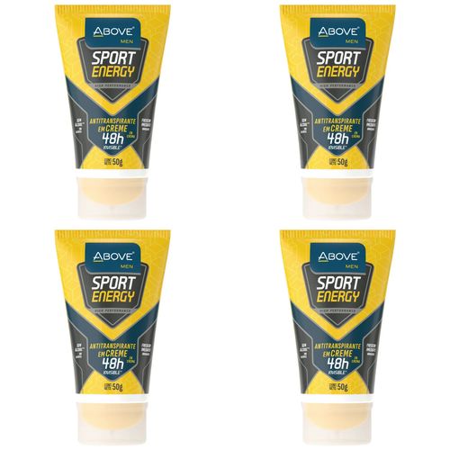 Kit c/4 Unidades de Desodorante Bisnaga Above 50g Sport Energy Men