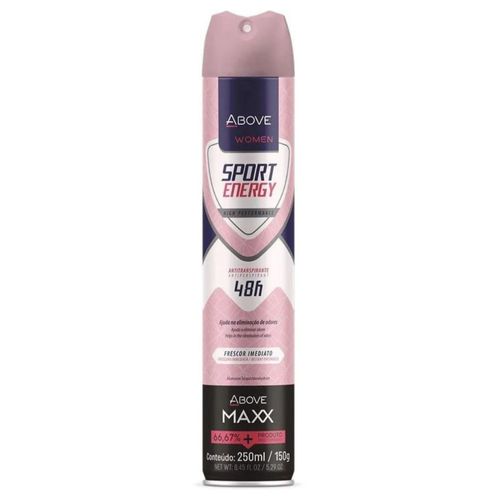 Kit c/4 Unidades de Desodorante Aerosol Above Maxx Energy Women Sport 250ml Kit c/4 Unidades de Desodorante Aerosol Above Maxx Energy Women Sport 250ml