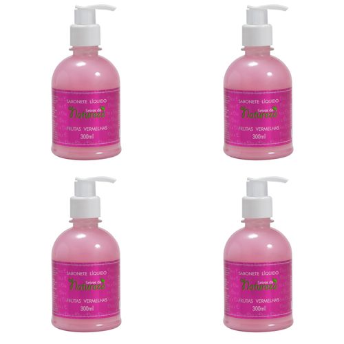 Kit c/4 Sabonetes Líquido Aromatica Seivas da Natureza Frutas Vermelhas 300ml cada