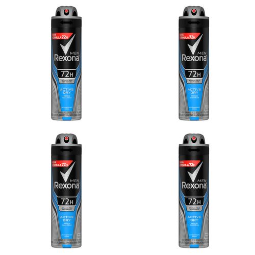 Kit c/4 Unidades de Desodorante Rexona Aerosol 150ml Men Active Dry Kit c/4 Unidades de Desodorante Rexona Aerosol 150ml Men Active Dry