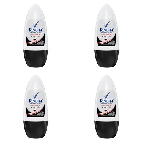 Kit c/4 Unidades de Desodorante Rexona Rollon Wom Anti Invisible 50ml Kit c/4 Unidades de Desodorante Rexona Rollon Wom Anti Invisible 50ml