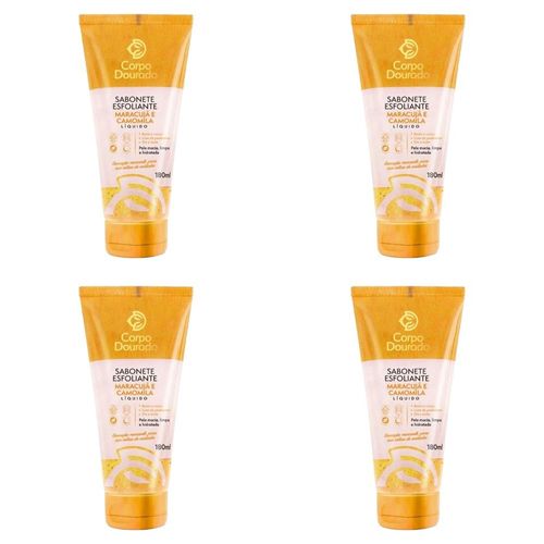 Kit c/4 Sabonetes Esfoliante Corpo Dourado 180ml Maracuja/Camomila Kit c/4 Sabonetes Esfoliante Corpo Dourado 180ml Maracuja/Camomila